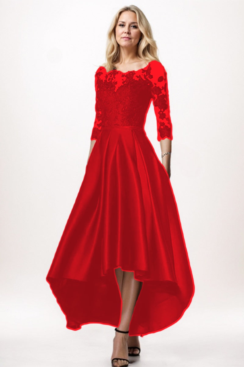 A-Line High-Low Satin Mother Dress CM0244