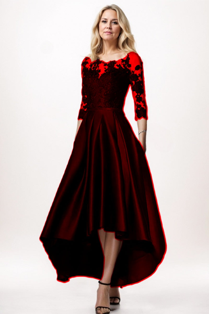 A-Line High-Low Satin Mother Dress CM0244