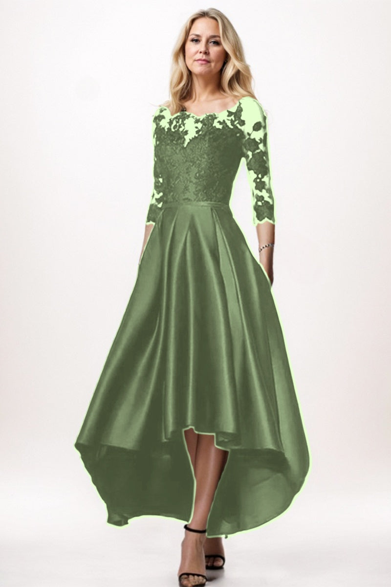 A-Line High-Low Satin Mother Dress CM0244
