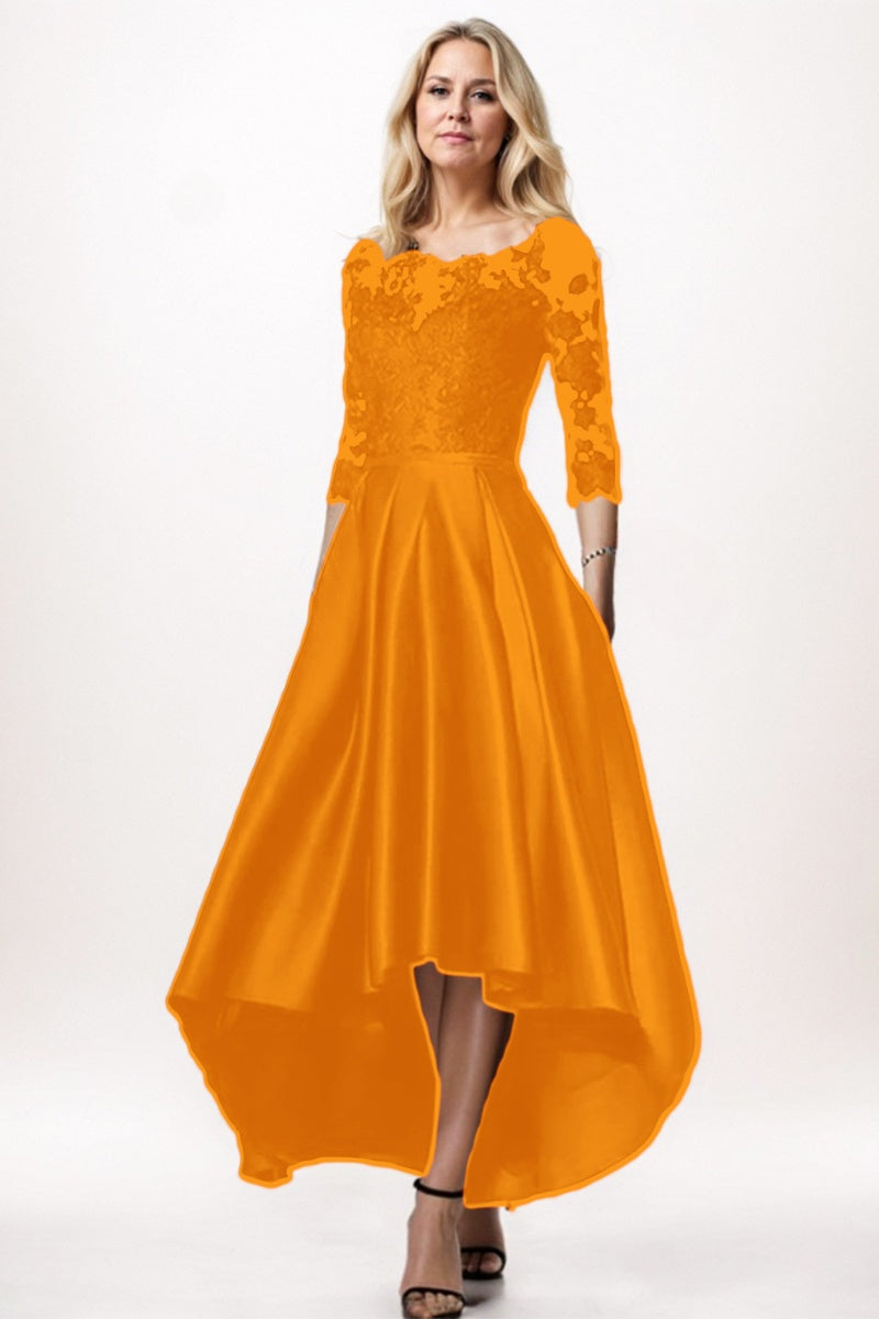 A-Line High-Low Satin Mother Dress CM0244