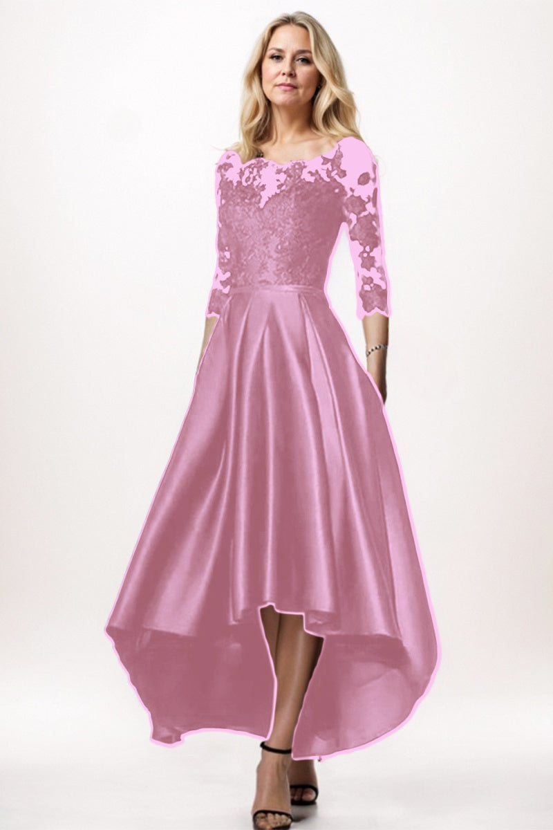 A-Line High-Low Satin Mother Dress CM0244