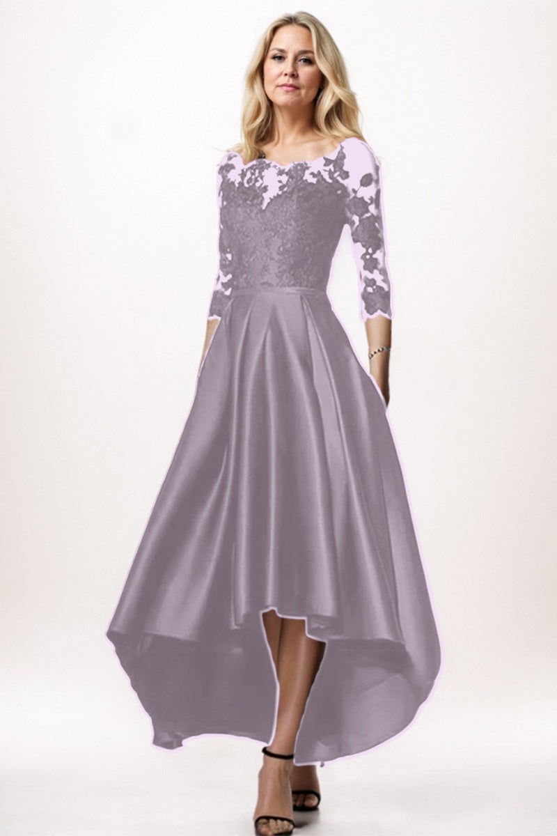 A-Line High-Low Satin Mother Dress CM0244