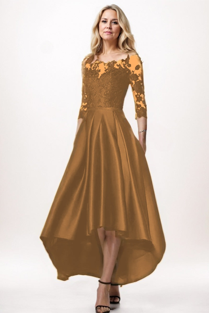 A-Line High-Low Satin Mother Dress CM0244