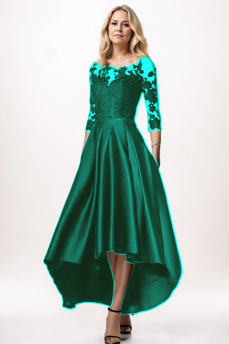 A-Line High-Low Satin Mother Dress CM0244