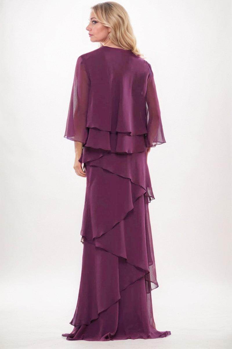 Sheath-Column Maxi Chiffon Mother Dress CM0251 - COCOMELODY