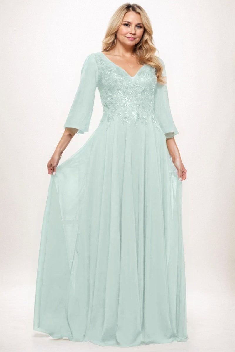 A-Line Maxi Chiffon Mother Dress CM0254