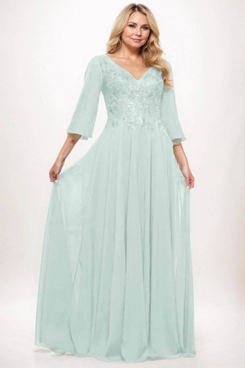 A-Line Maxi Chiffon Mother Dress CM0254 - COCOMELODY