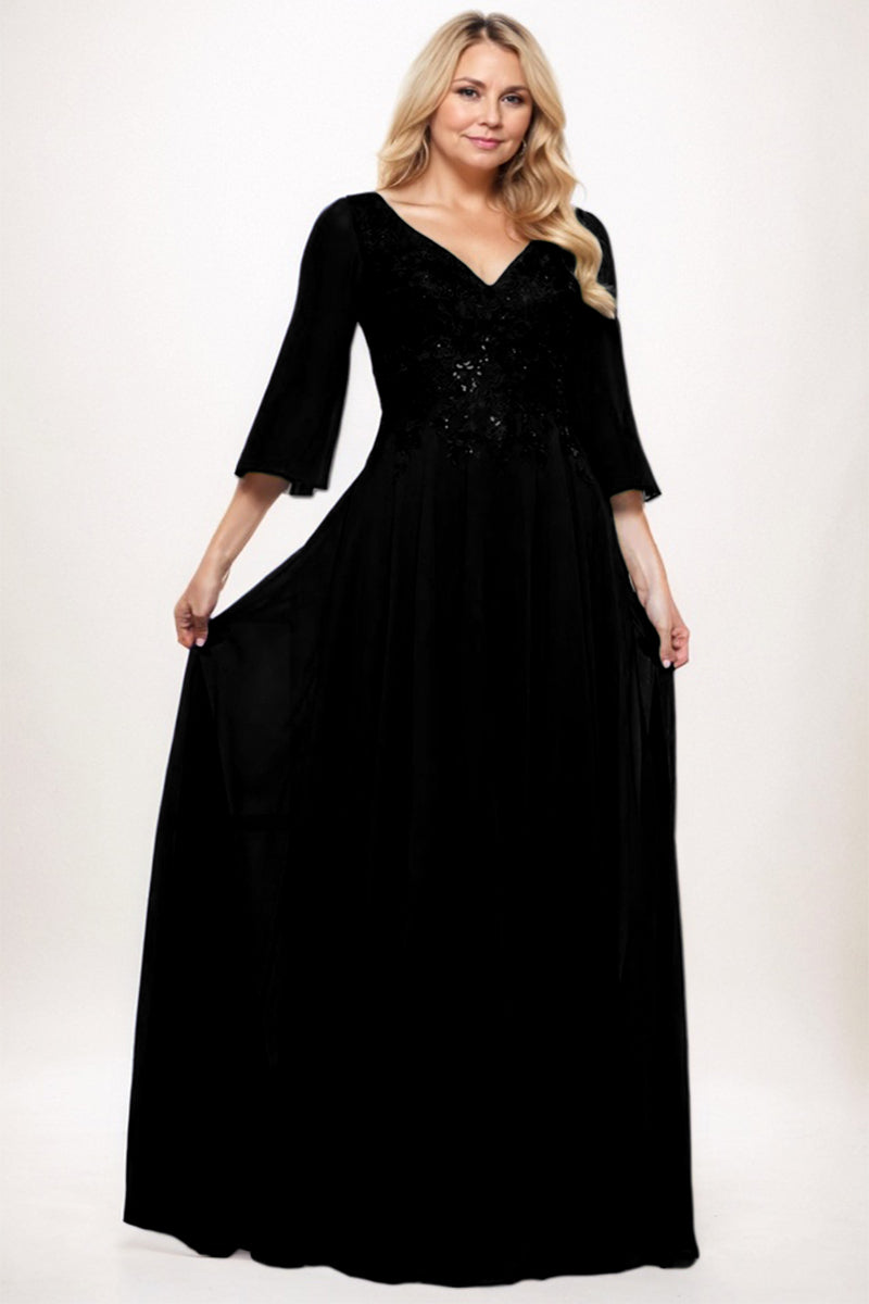A-Line Maxi Chiffon Mother Dress CM0254