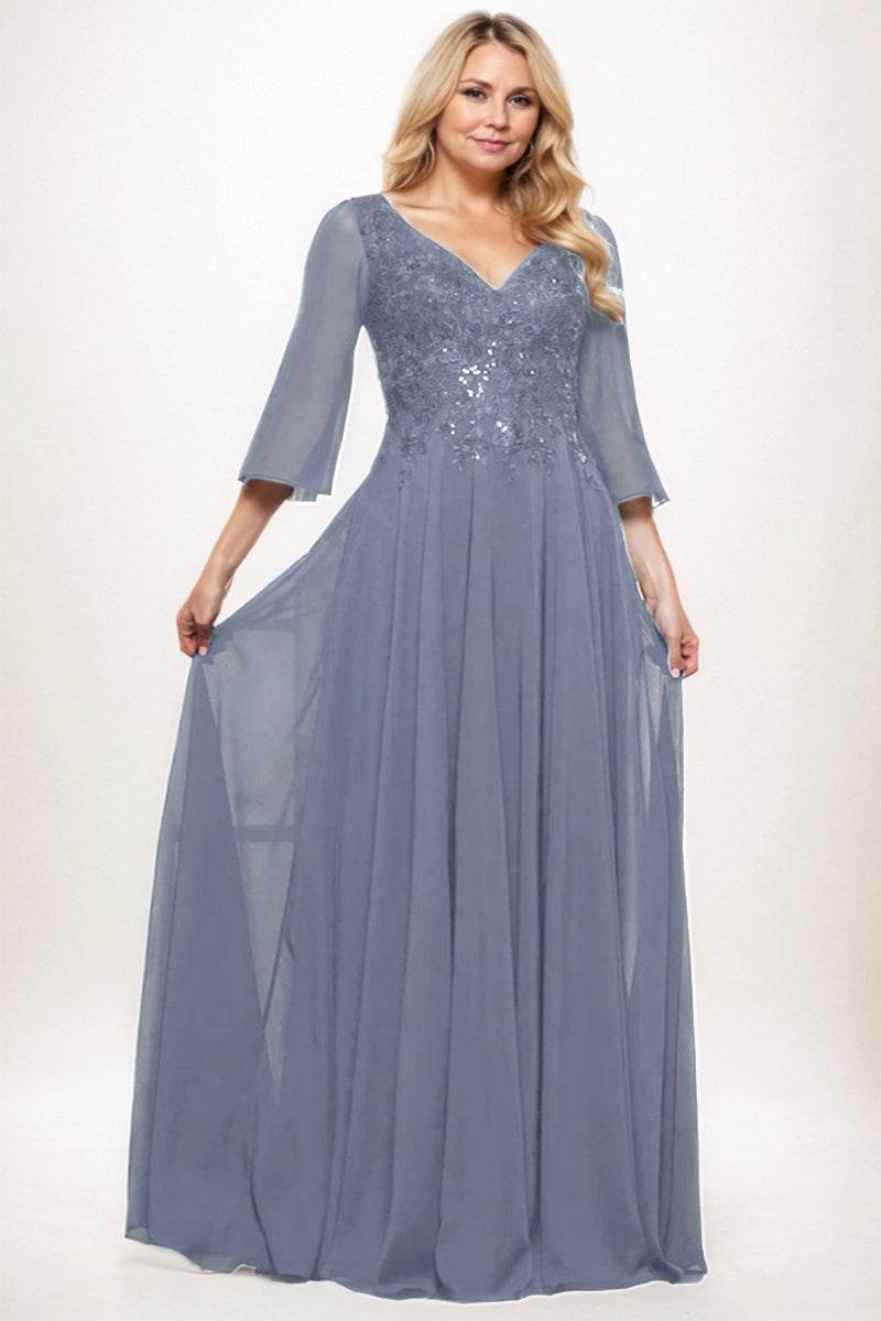 A-Line Maxi Chiffon Mother Dress CM0254 - COCOMELODY