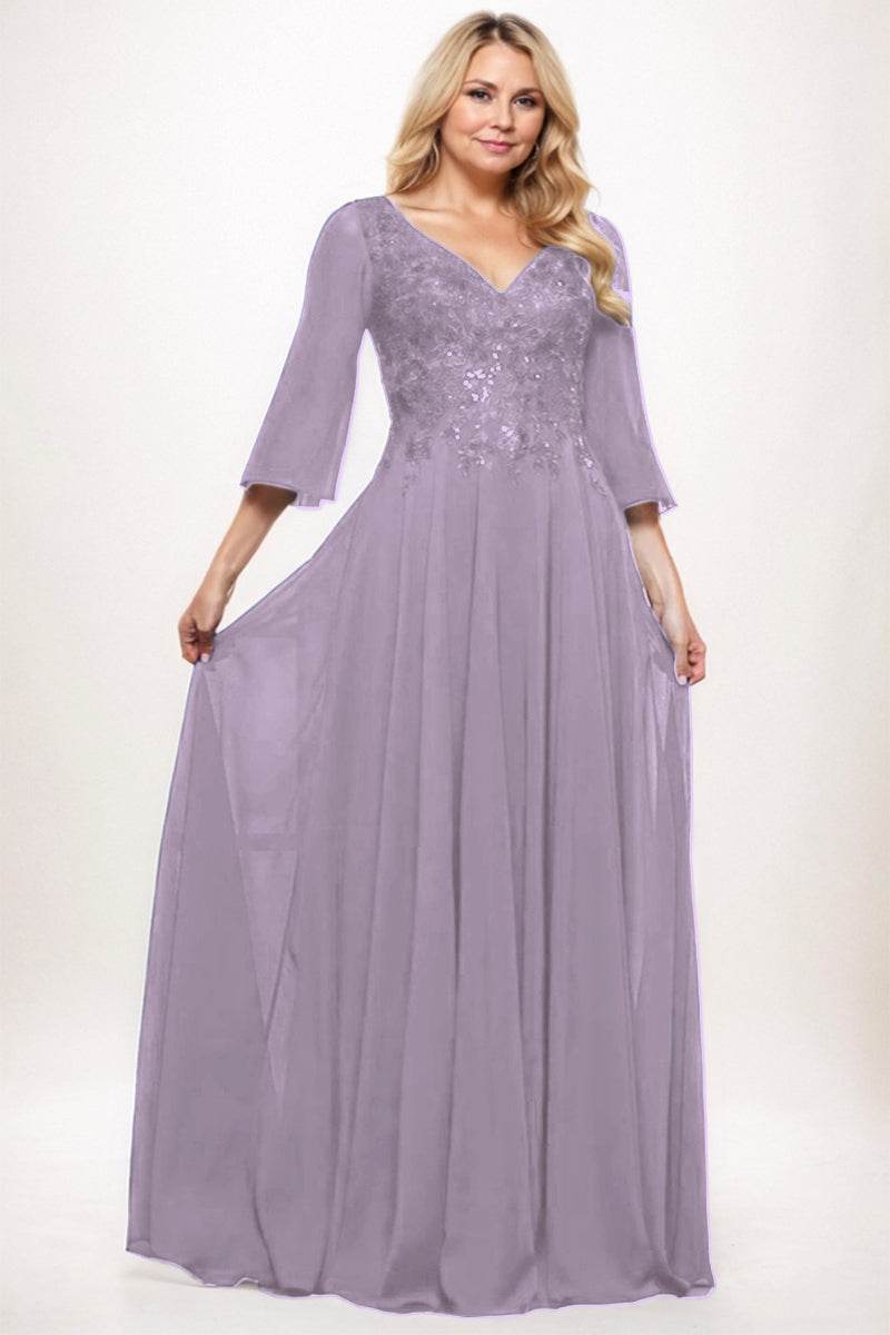 A-Line Maxi Chiffon Mother Dress CM0254 - COCOMELODY