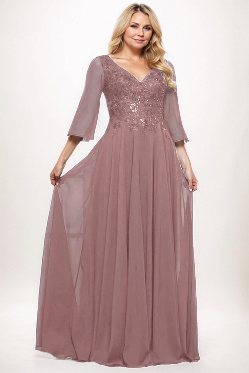 A-Line Maxi Chiffon Mother Dress CM0254