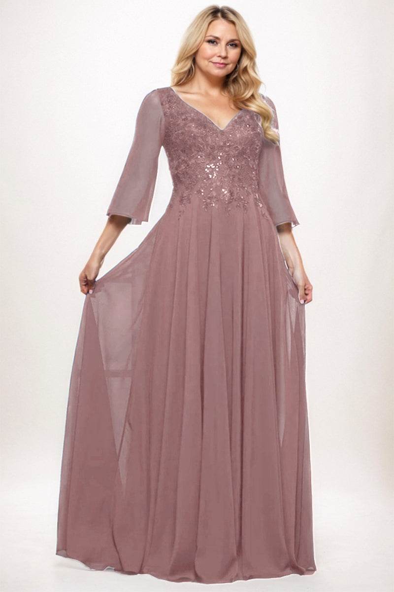 A-Line Maxi Chiffon Mother Dress CM0254 - COCOMELODY