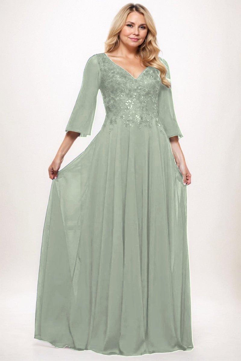 A-Line Maxi Chiffon Mother Dress CM0254