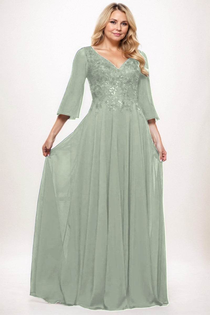 A-Line Maxi Chiffon Mother Dress CM0254 - COCOMELODY