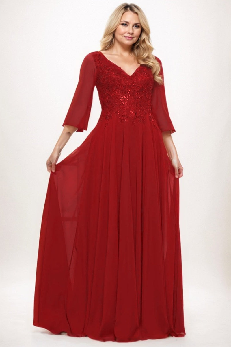 A-Line Maxi Chiffon Mother Dress CM0254