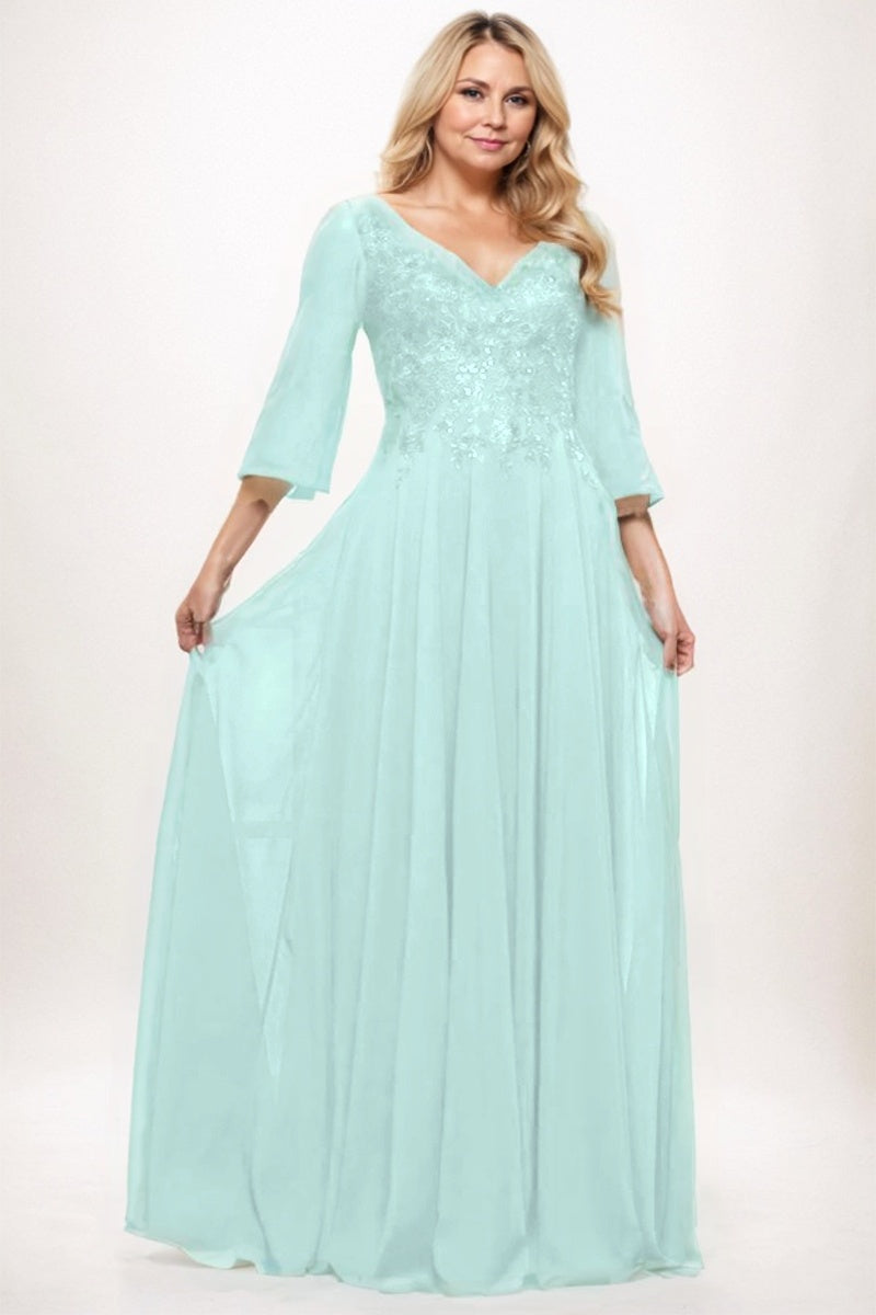A-Line Maxi Chiffon Mother Dress CM0254