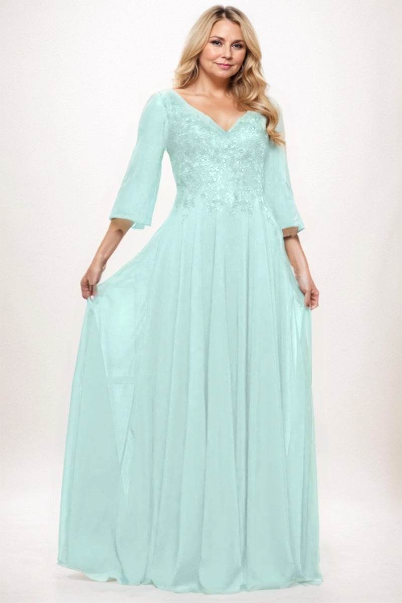 A-Line Maxi Chiffon Mother Dress CM0254 - COCOMELODY