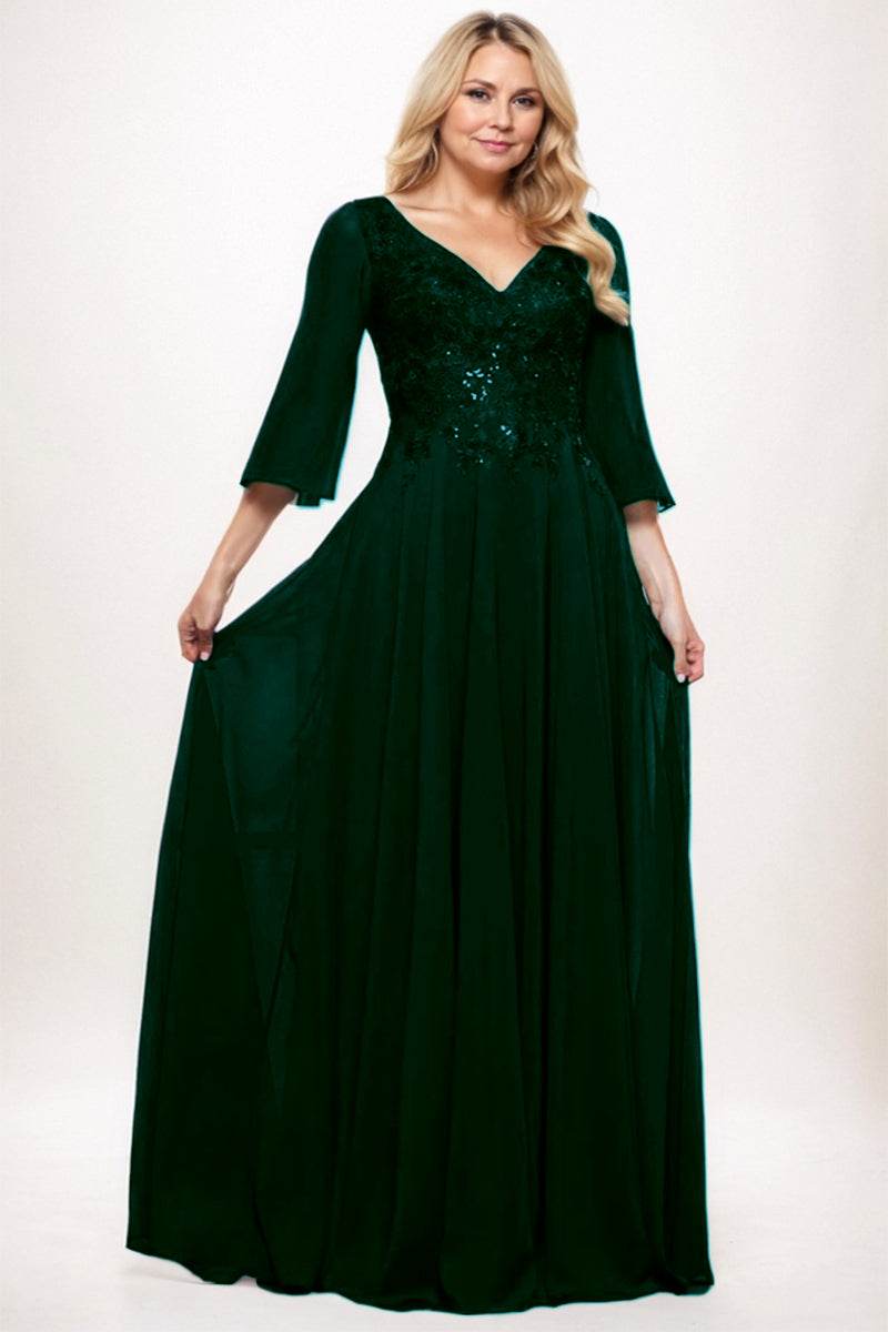 A-Line Maxi Chiffon Mother Dress CM0254 - COCOMELODY