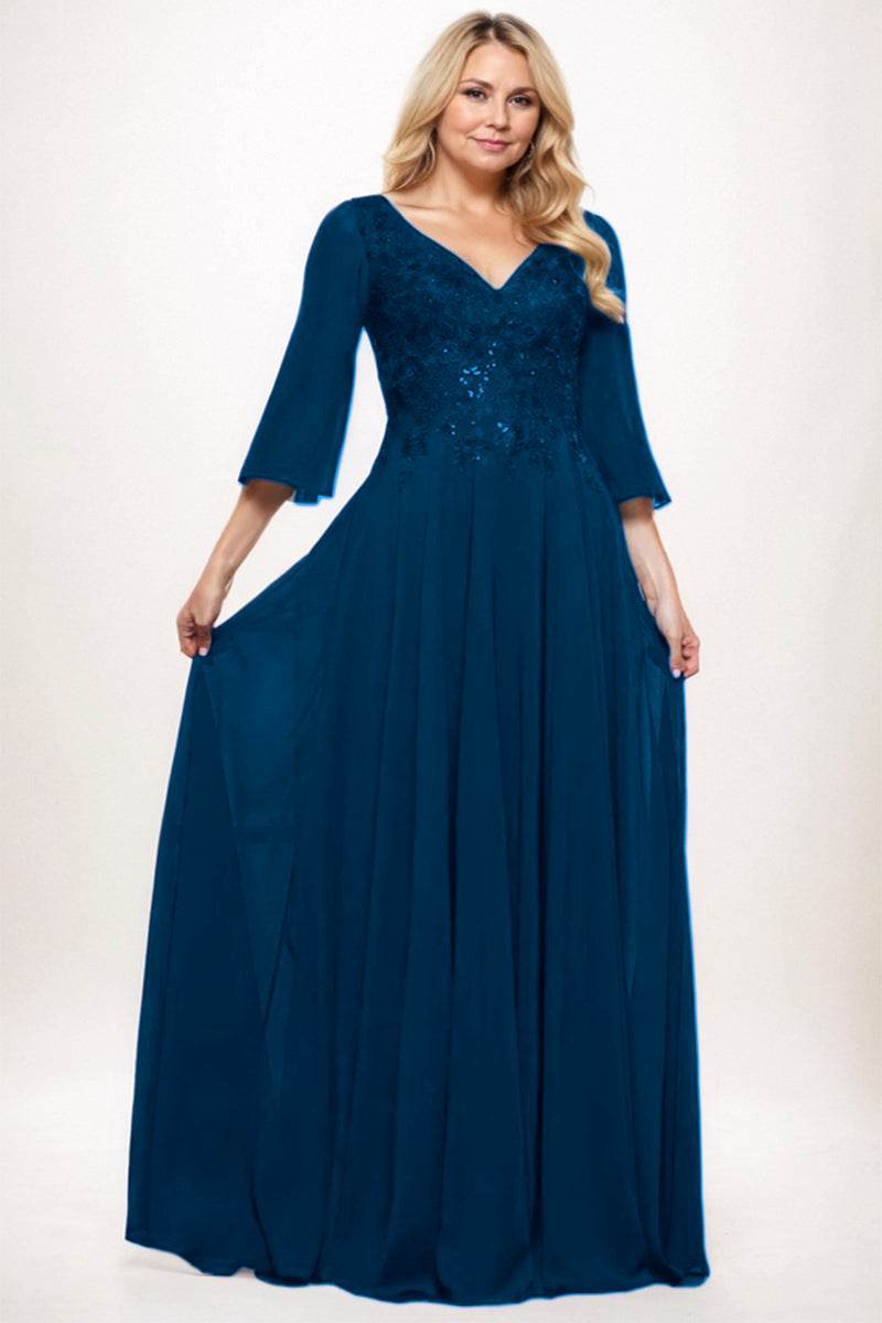 A-Line Maxi Chiffon Mother Dress CM0254 - COCOMELODY