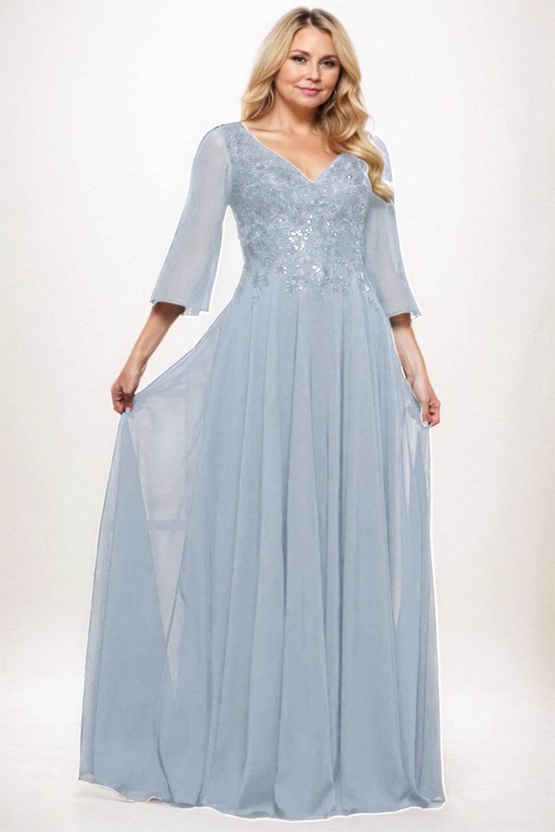 A-Line Maxi Chiffon Mother Dress CM0254 - COCOMELODY