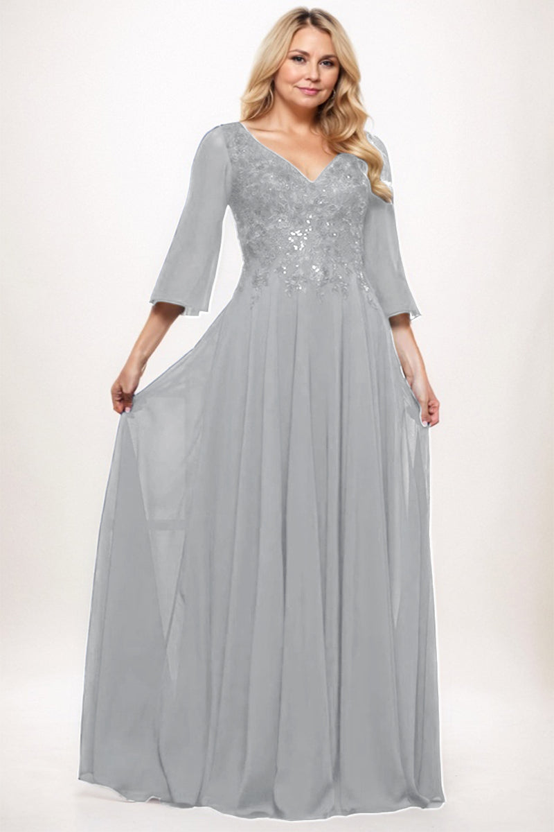 A-Line Maxi Chiffon Mother Dress CM0254