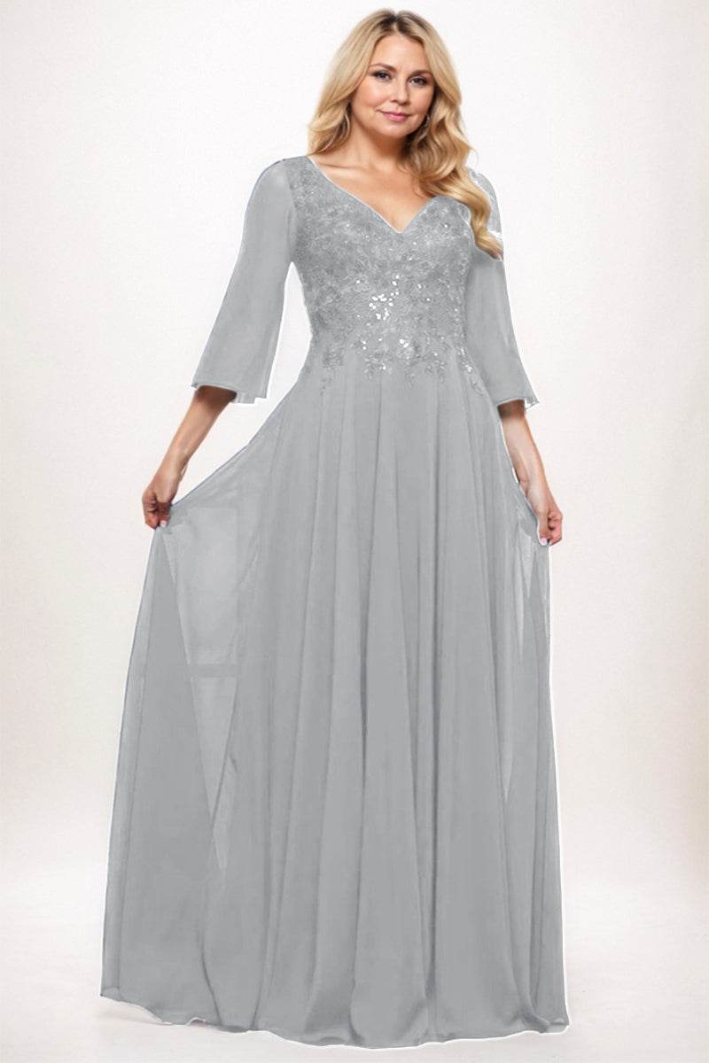 A-Line Maxi Chiffon Mother Dress CM0254 - COCOMELODY