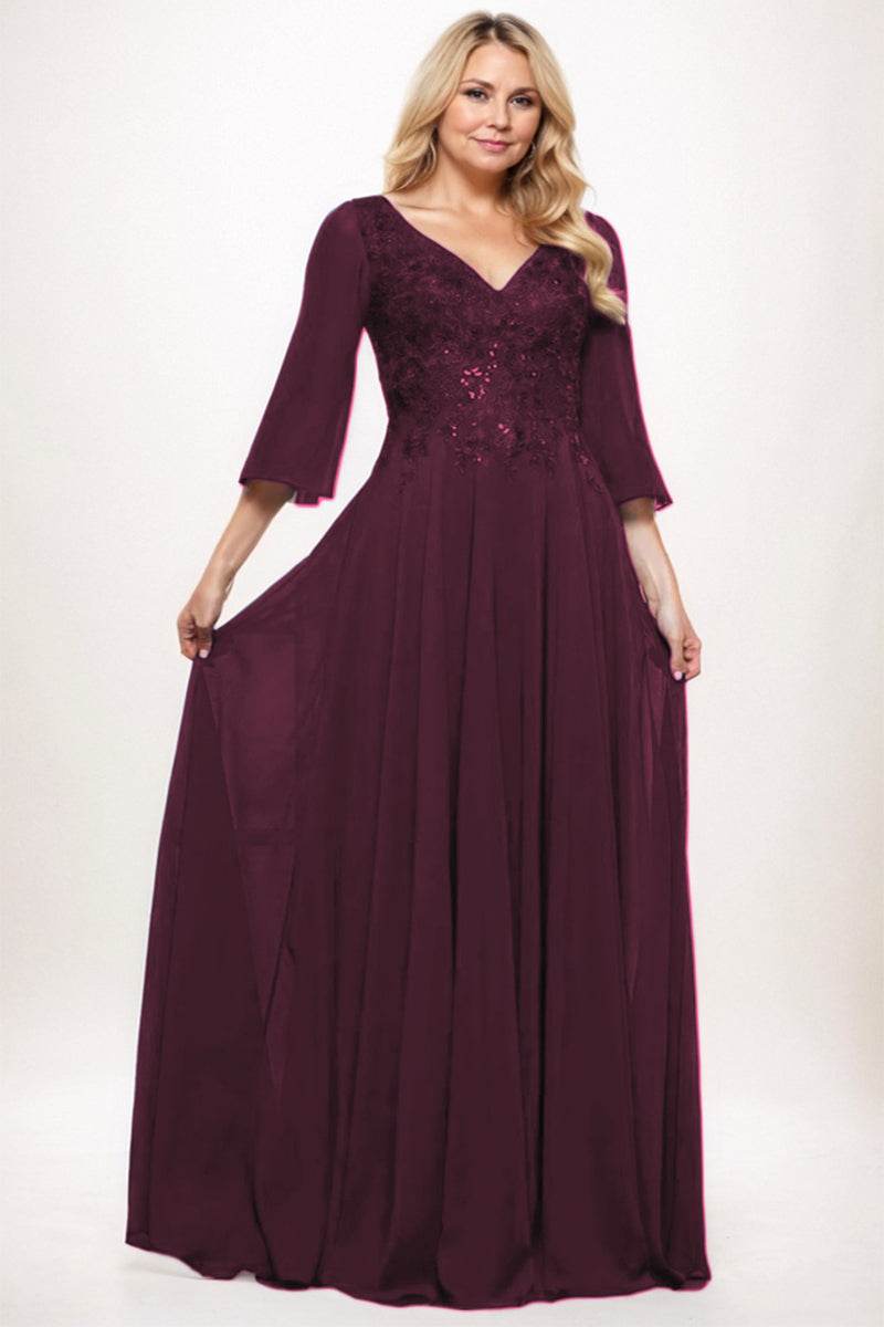 A-Line Maxi Chiffon Mother Dress CM0254 - COCOMELODY