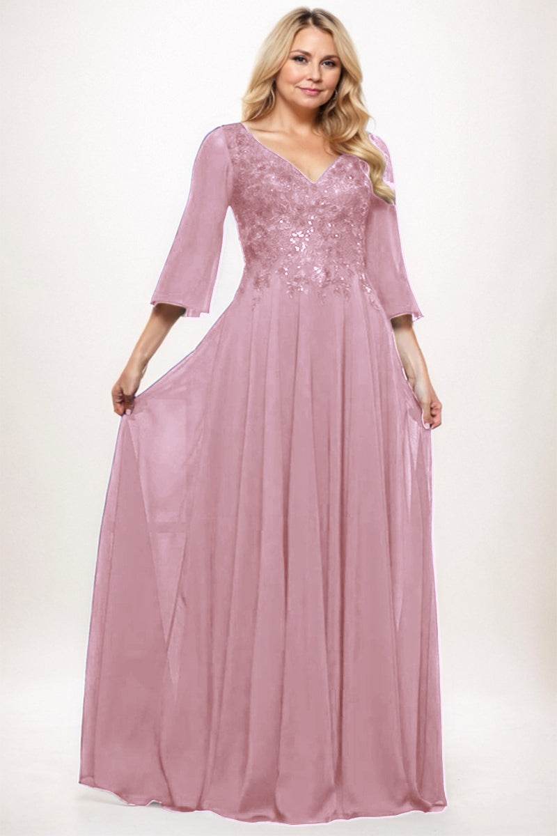 A-Line Maxi Chiffon Mother Dress CM0254 - COCOMELODY