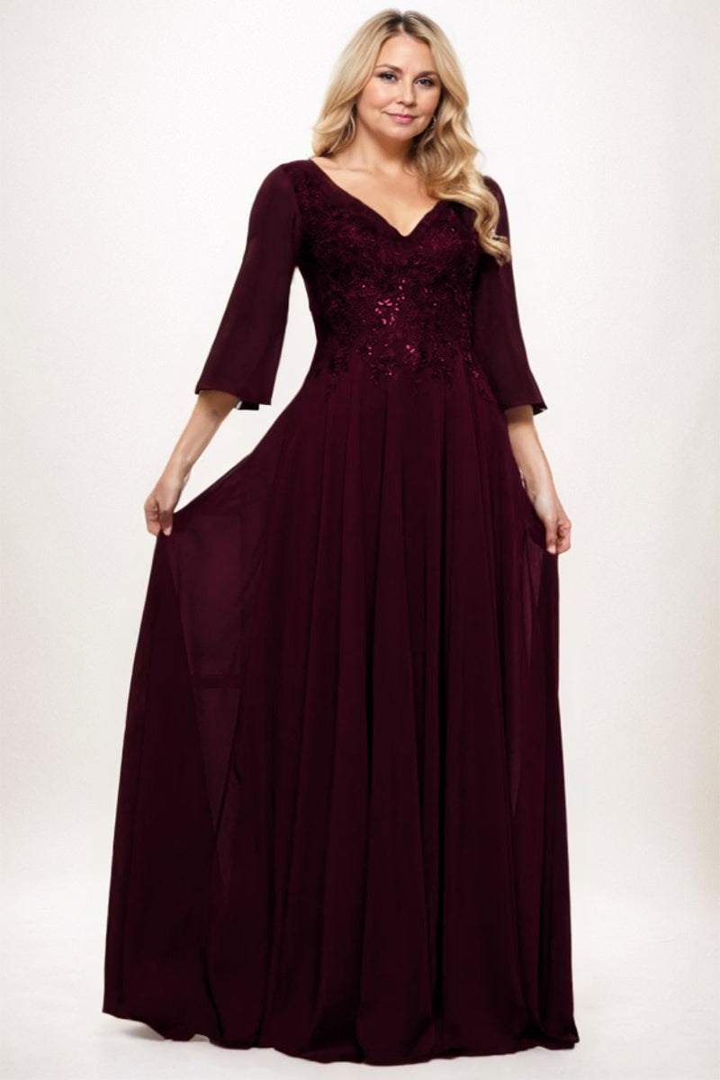 A-Line Maxi Chiffon Mother Dress CM0254