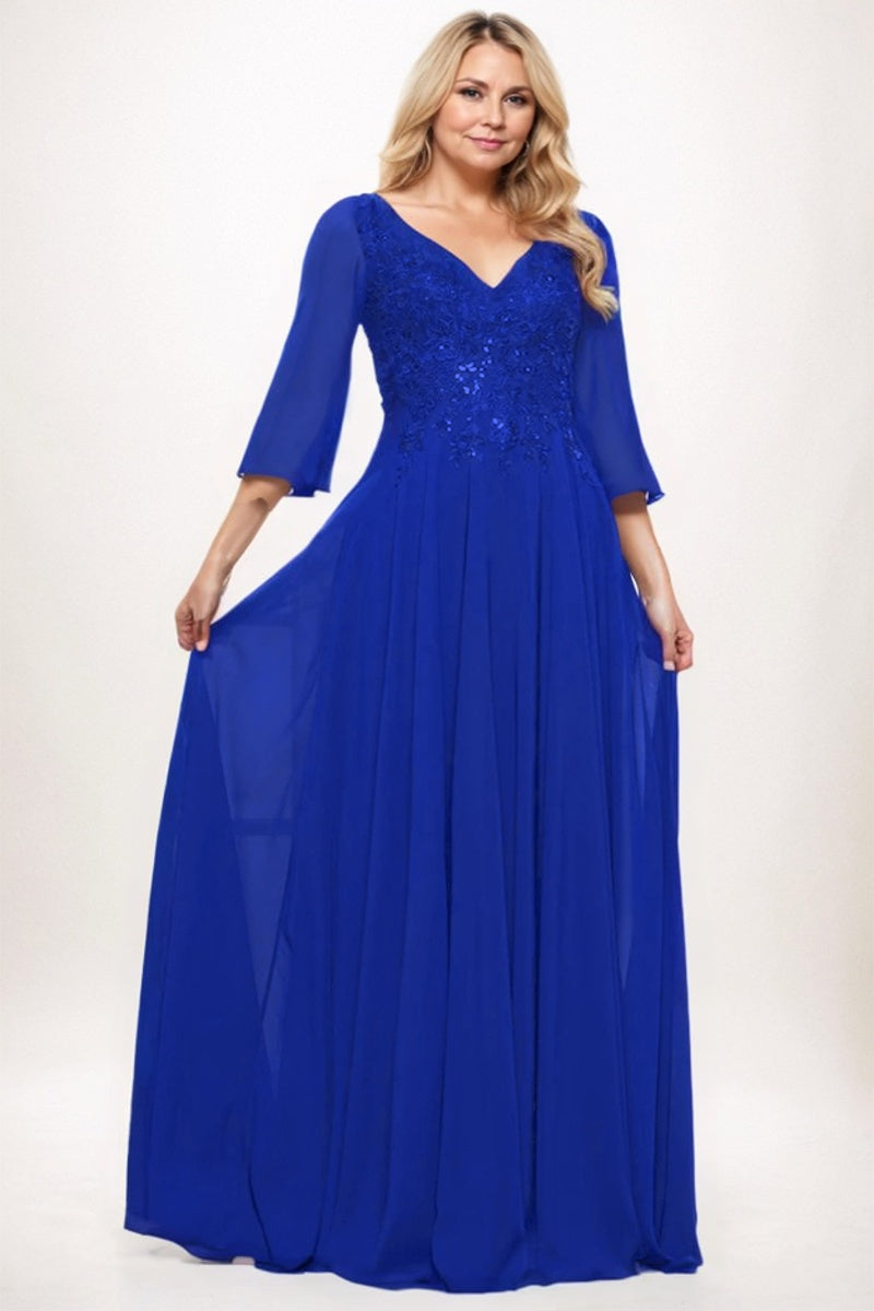 A-Line Maxi Chiffon Mother Dress CM0254