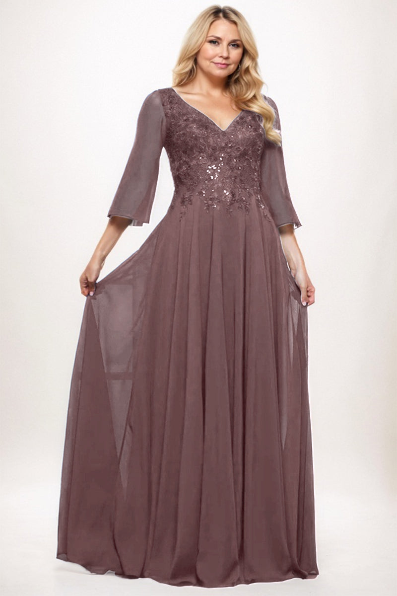 A-Line Maxi Chiffon Mother Dress CM0254