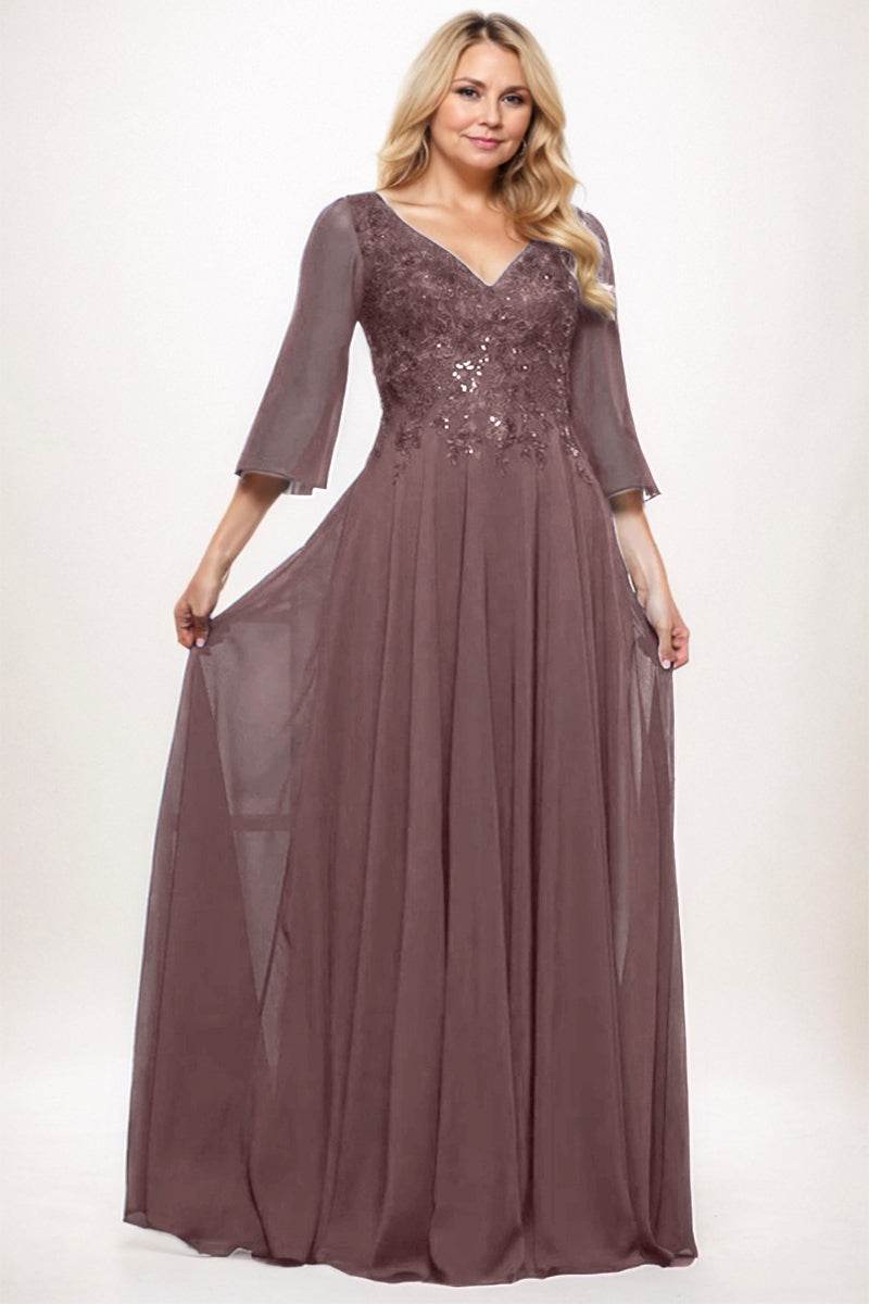 A-Line Maxi Chiffon Mother Dress CM0254 - COCOMELODY