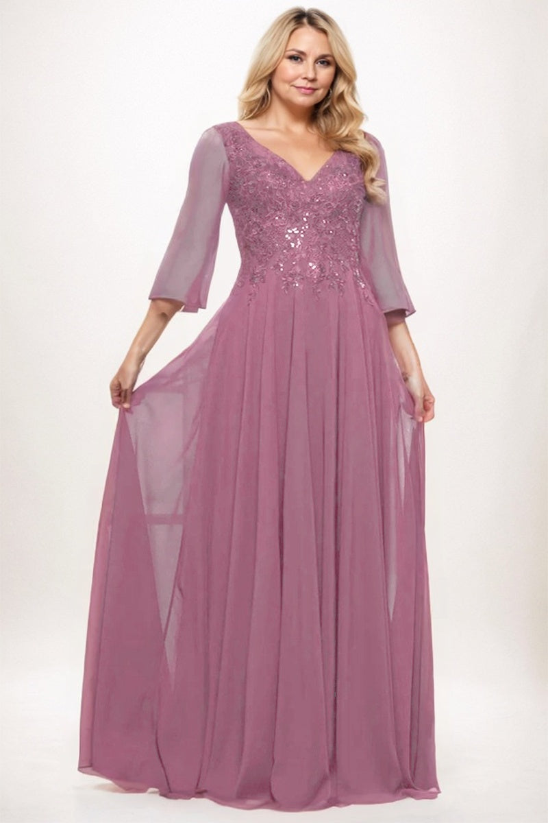 A-Line Maxi Chiffon Mother Dress CM0254