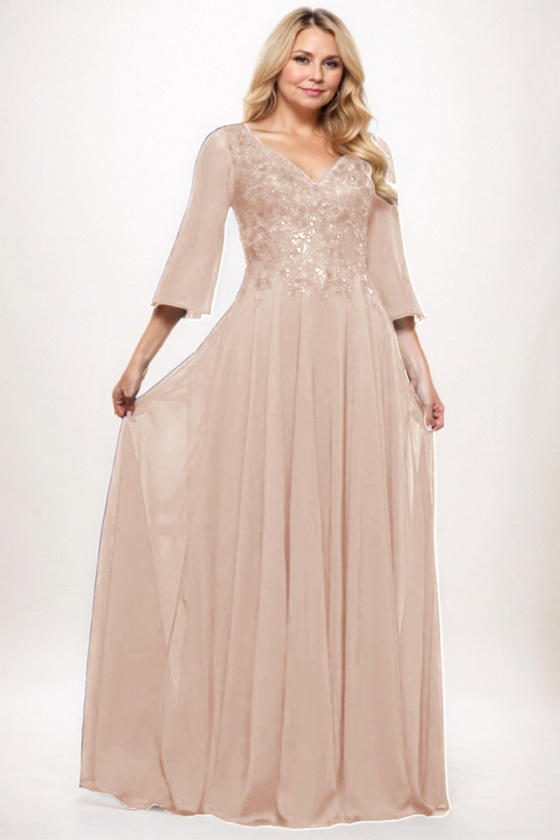 A-Line Maxi Chiffon Mother Dress CM0254