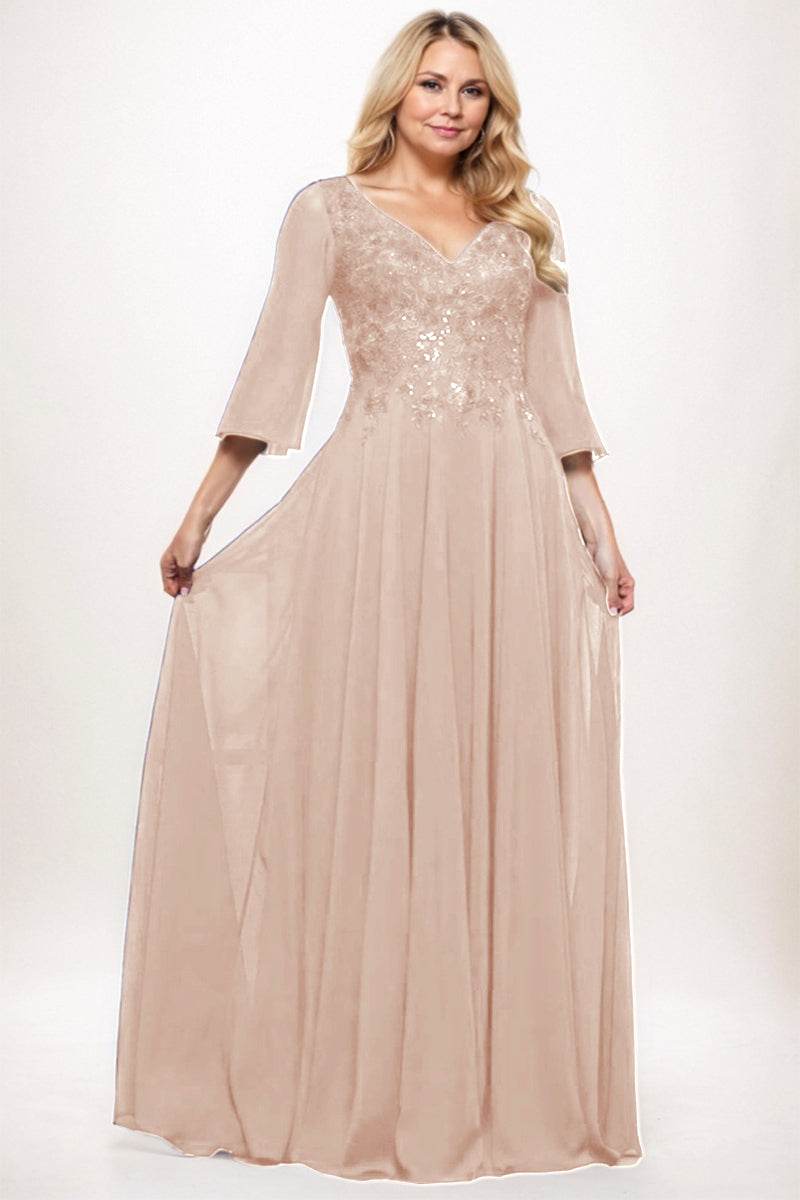 A-Line Maxi Chiffon Mother Dress CM0254 - COCOMELODY