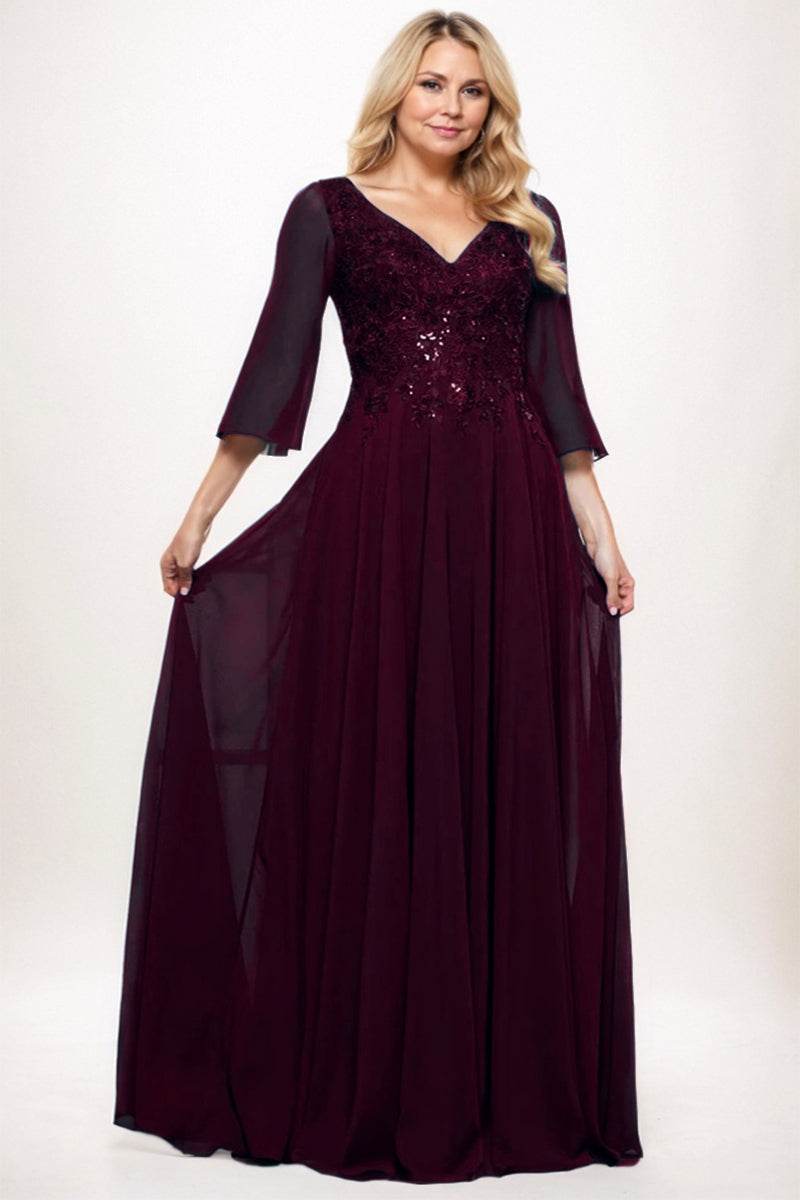 A-Line Maxi Chiffon Mother Dress CM0254 - COCOMELODY