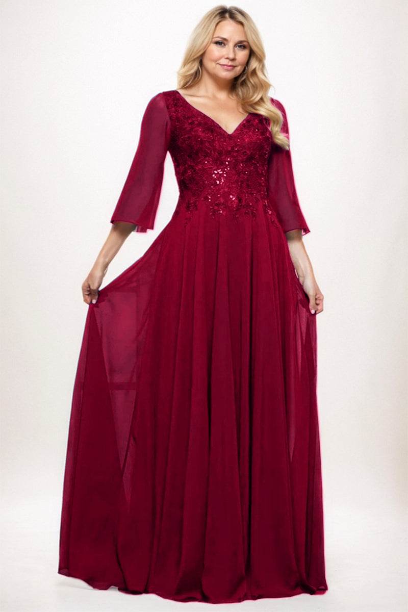 A-Line Maxi Chiffon Mother Dress CM0254 - COCOMELODY