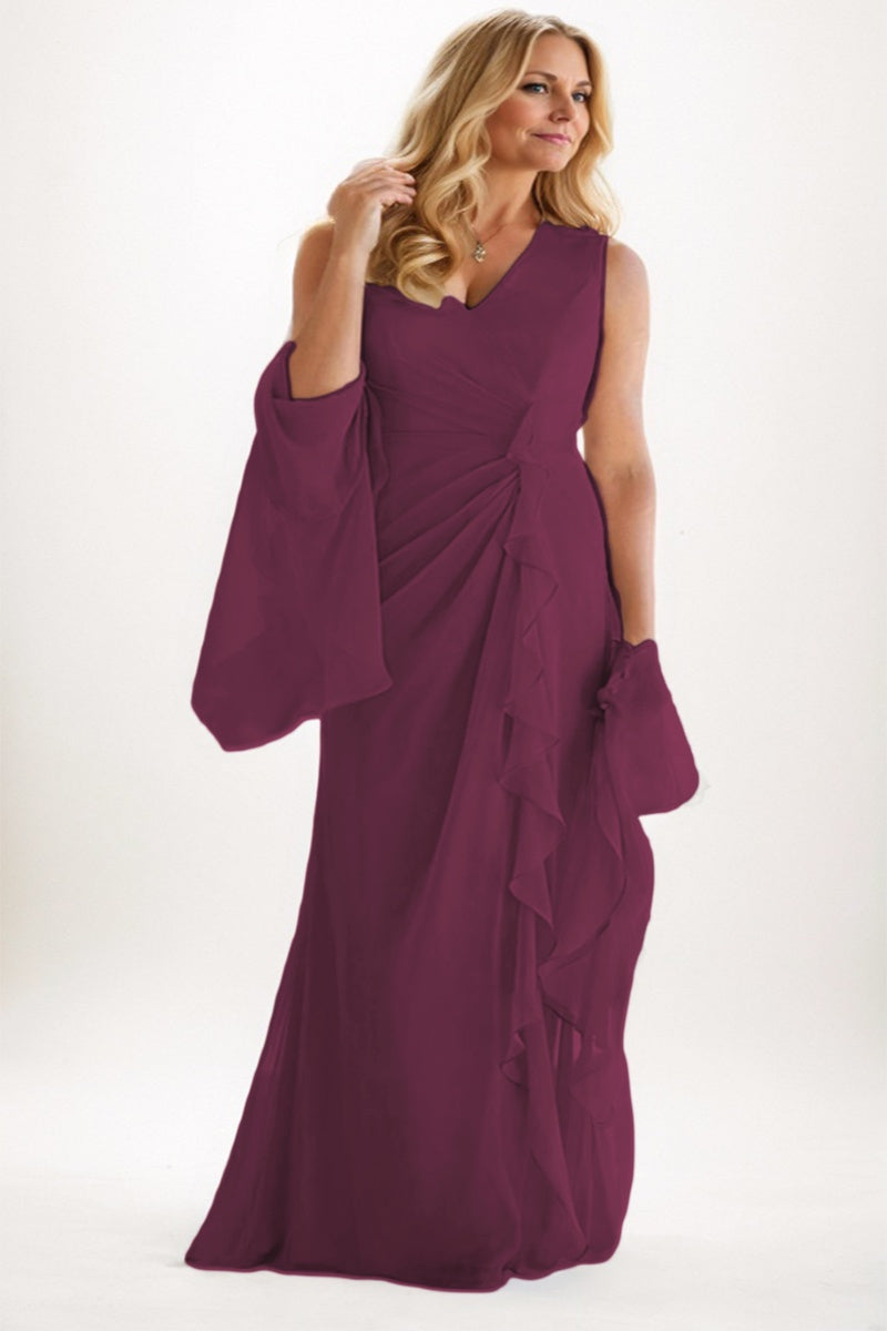 A-Line Maxi Chiffon Mother Dress CM0256