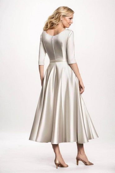 A-Line Midi Satin Mother Dress CM0261 - COCOMELODY