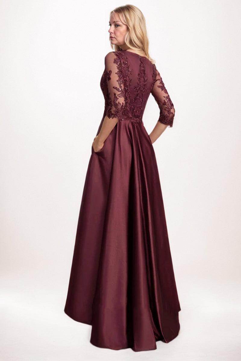 A-Line Midi Satin Mother Dress CM0263 - COCOMELODY