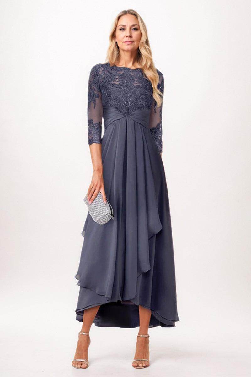 A-Line Midi Chiffon Elegant Mother of Bride Dresses COCOMELODY CM0265, Purple Dusk A-Line Midi Chiffon Elegant Mother of Bride Dresses COCOMELODY CM0265, Purple Dusk