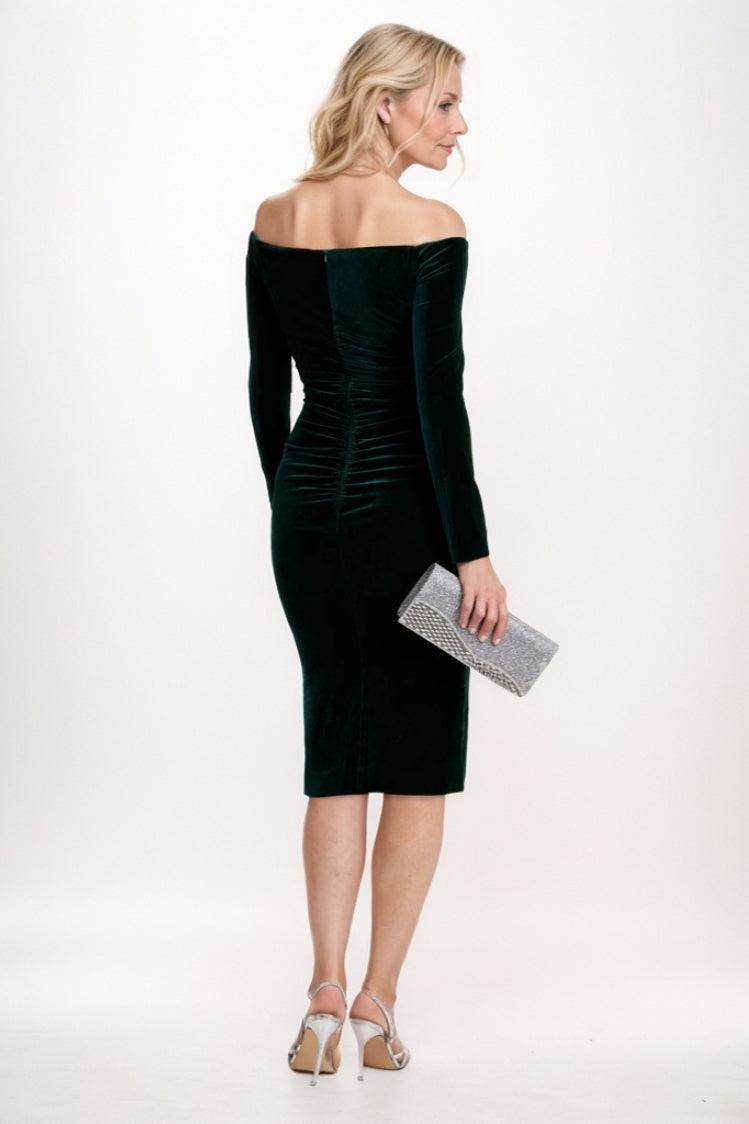 Sheath Midi Velvet Mother Of The Bride Dress CM0268 - COCOMELODY