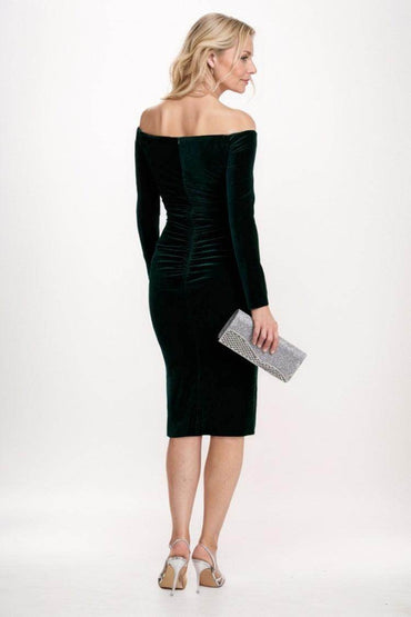 Sheath Midi Velvet Mother Of The Bride Dress CM0268 - COCOMELODY