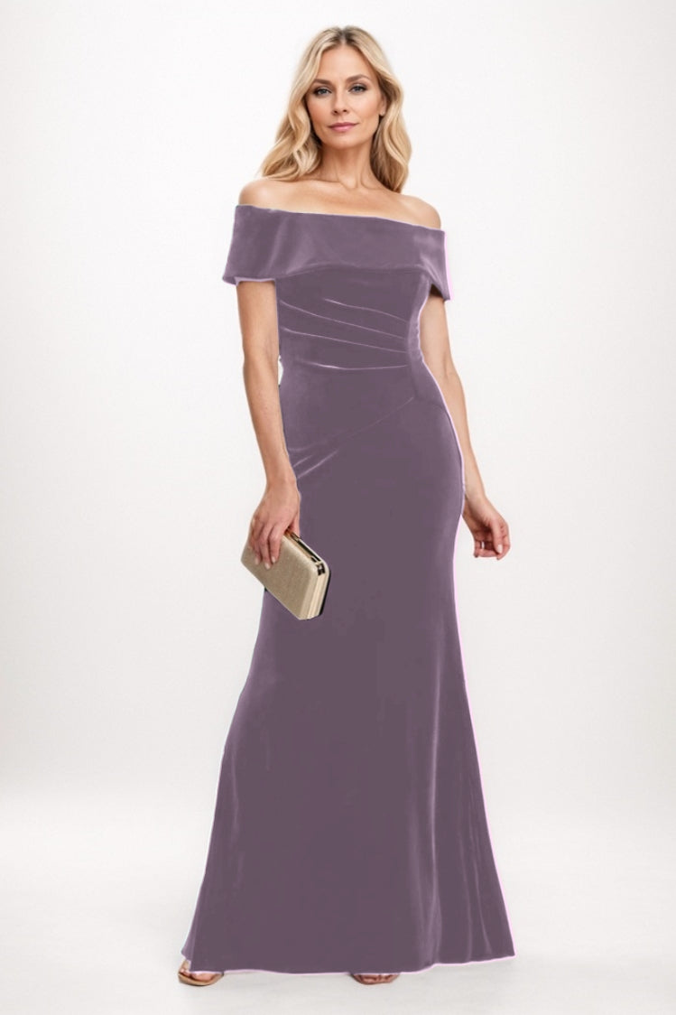 Sheath-Column Maxi Velvet Mother Of The Bride Dress CM0271