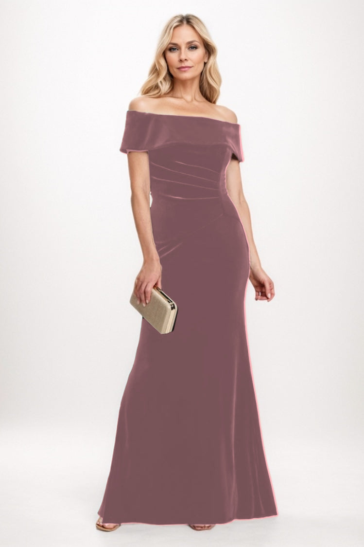 Sheath-Column Maxi Velvet Mother Of The Bride Dress CM0271