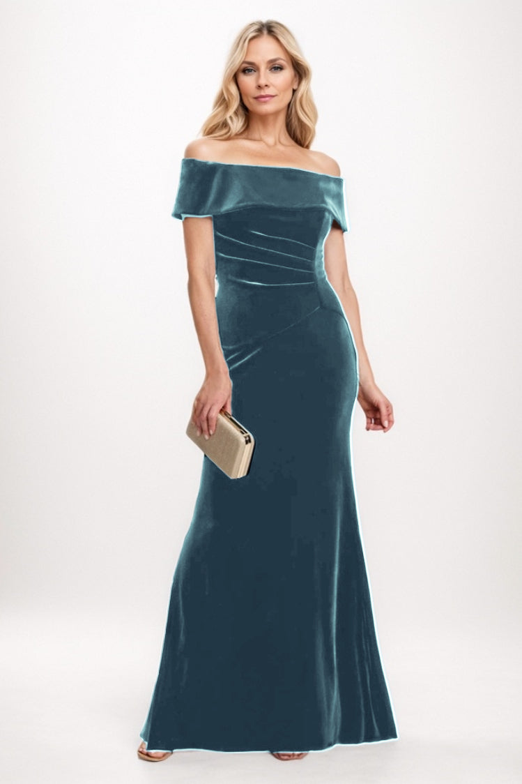 Sheath-Column Maxi Velvet Mother Of The Bride Dress CM0271