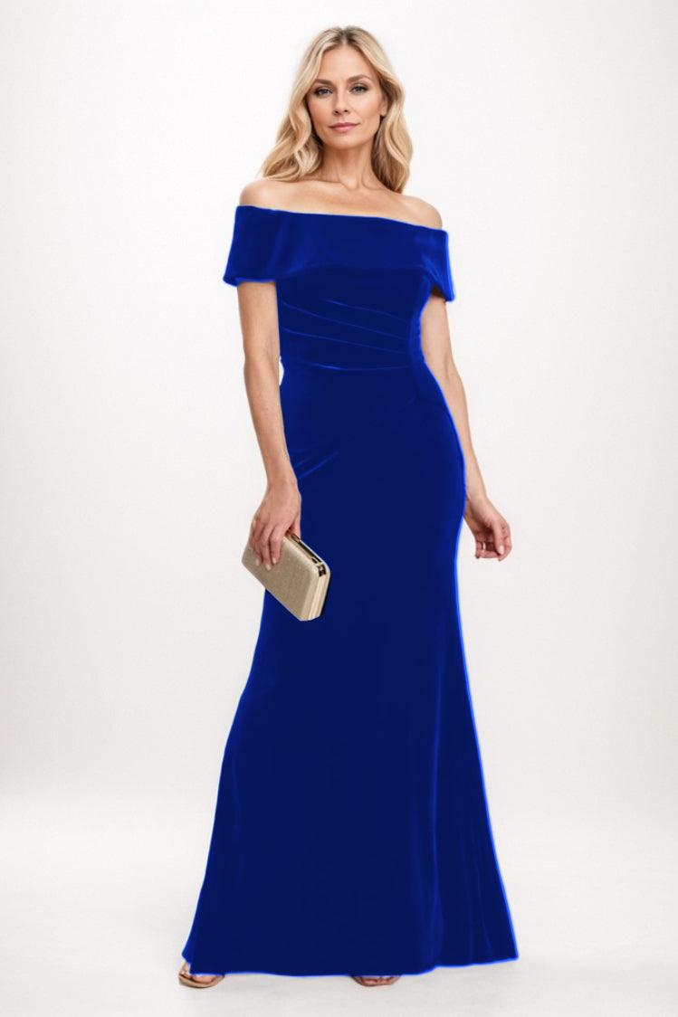 Sheath-Column Maxi Velvet Mother Of The Bride Dress CM0271 - Royal Blue - COCOMELODY