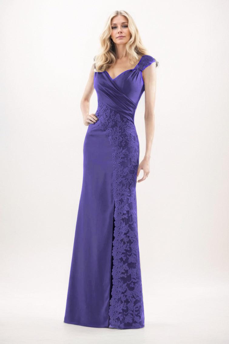 Sheath-Column Maxi Chiffon Mother Of The Bride Dress CM0275 - Wisteria Purple - COCOMELODY