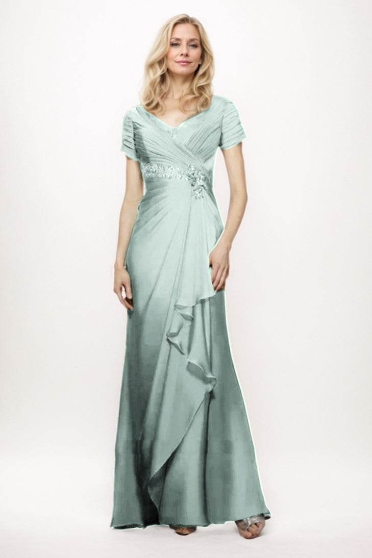Sheath-Column Maxi Chiffon Mother Of The Bride Dress CM0277 - COCOMELODY