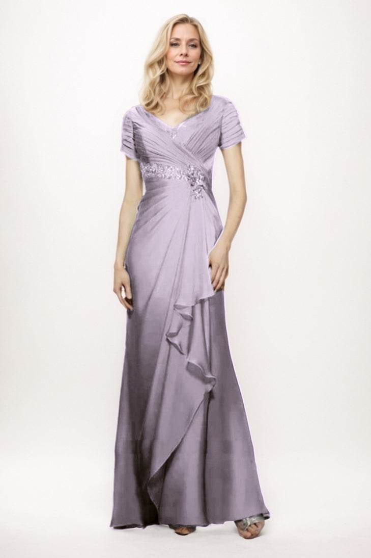 Sheath-Column Maxi Chiffon Mother Of The Bride Dress CM0277 - COCOMELODY